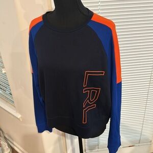 Lauren Crewneck Logo Front Color Block Long Sleeves Cropped Relaxed Sweatshirt